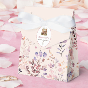 Stack of books bridal shower watercolor wildflower favor boxes