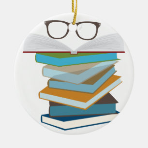 Stack Of Books Ceramic Ornament