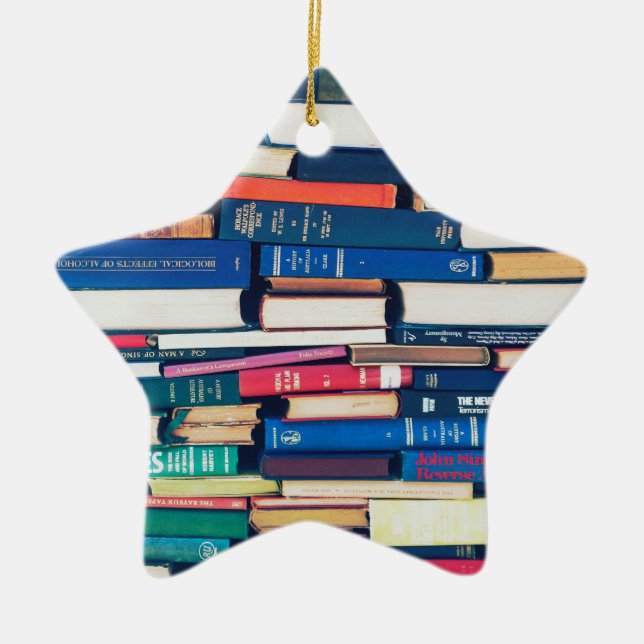 Stack of books ceramic ornament (Front)