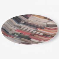 Stack of Books Congratulations Custom Name Paper Plate