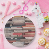 Stack of Books Congratulations Custom Name Paper Plates (Party)