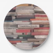 Stack of Books Congratulations Custom Name Paper Plates (Front)