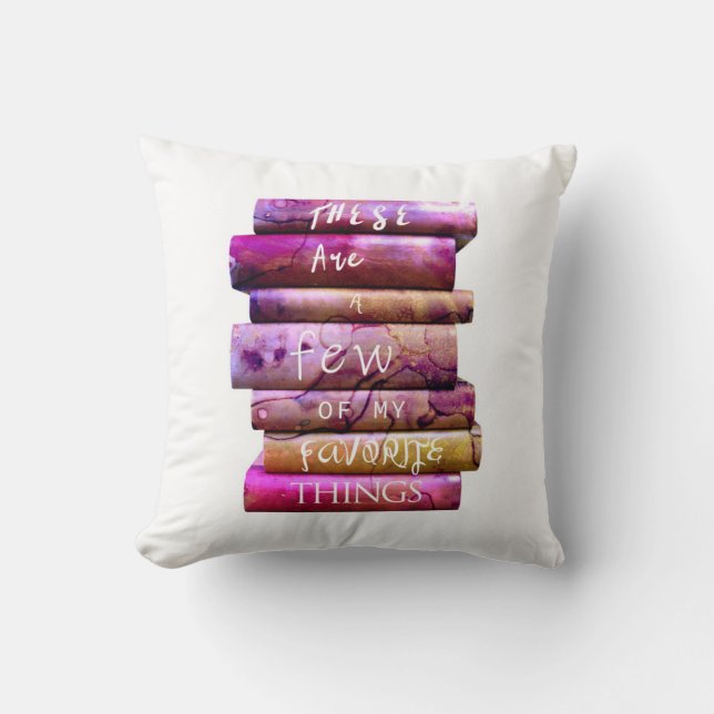Stack of Books Favorite Things Throw Pillow (Front)
