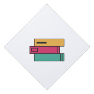 stack of books graduation cap topper
