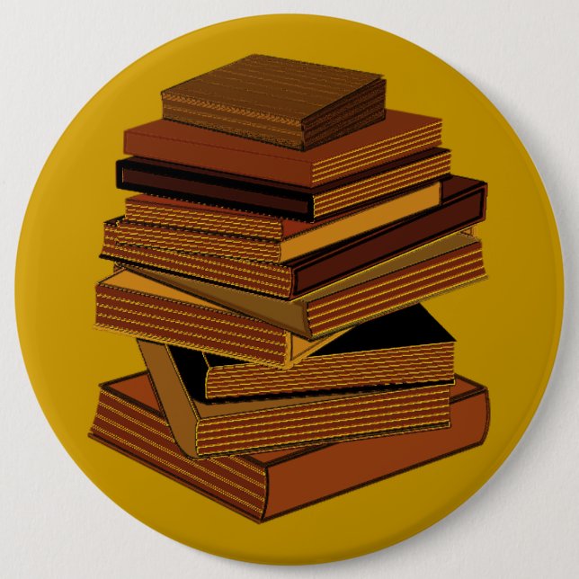 Stack Of Books - GreenBrown Pinback Button (Front)