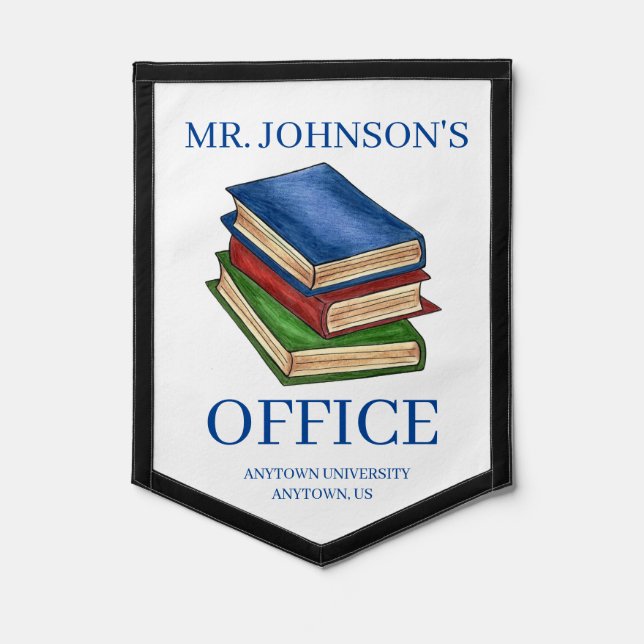 Stack of Books Librarian Teacher Professor Office Pennant (Front)