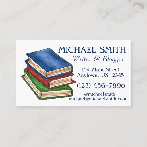 Customizable Stack of Books Library Book Writer Reading Teacher Business Card