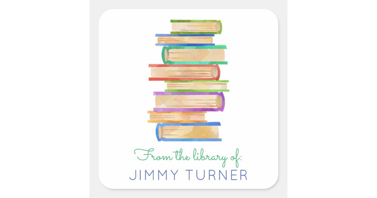 Stack of Books Library Bookplate | Zazzle