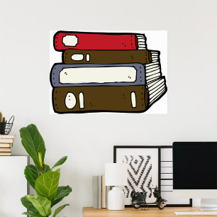 Stack of Books Library Reading Poster