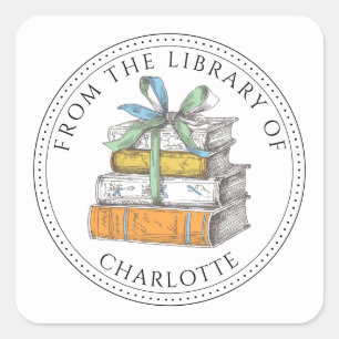 Stack of Books Personalized Bookplate