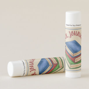 Stack of Books Personalized School Teacher Gift Lip Balm