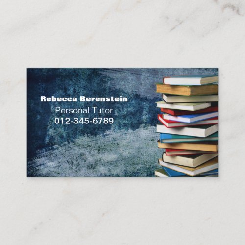 Stack of Books Private Tutor Blue Business Card