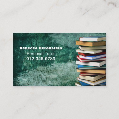 Stack of Books Private Tutor Emerald Business Card