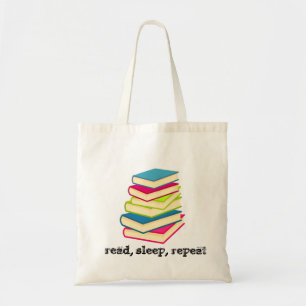 Stack of Books Read, Sleep, Repeat Tote Bag
