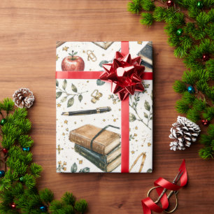 Stack of Books Teacher Gift Wrapping Paper