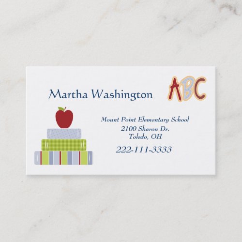 Stack of Books Teachers Business Card