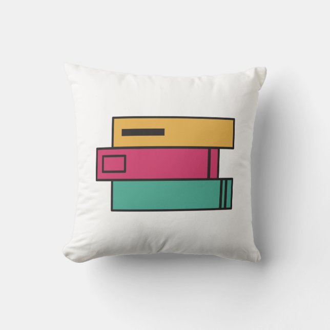 stack of books throw pillow (Front)
