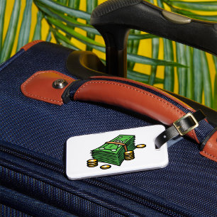 Stack of Cash with Coins Money Luggage Tag