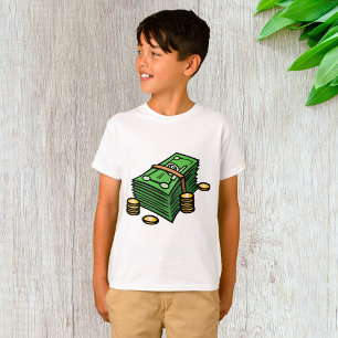 Stack of Cash with Coins Money T-Shirt
