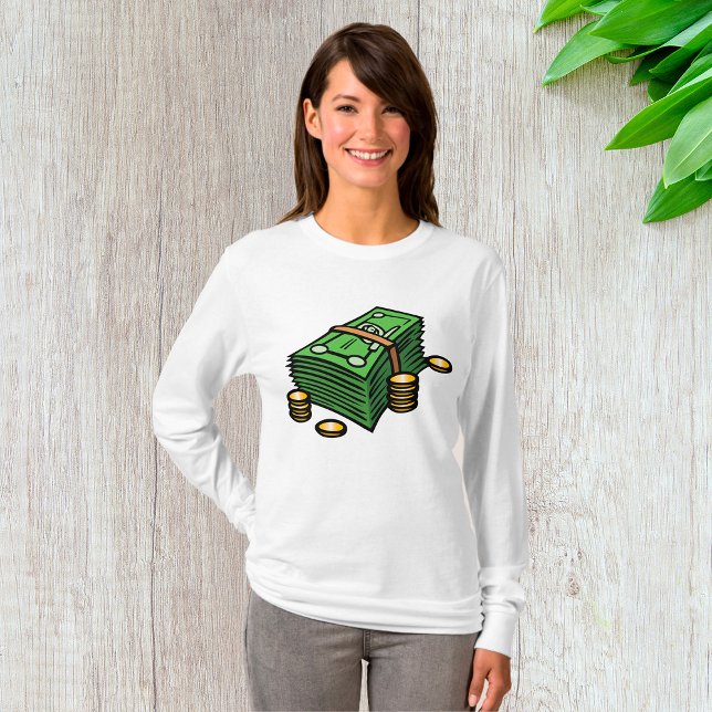 Stack of Cash with Coins Money T-Shirt (Creator Uploaded)