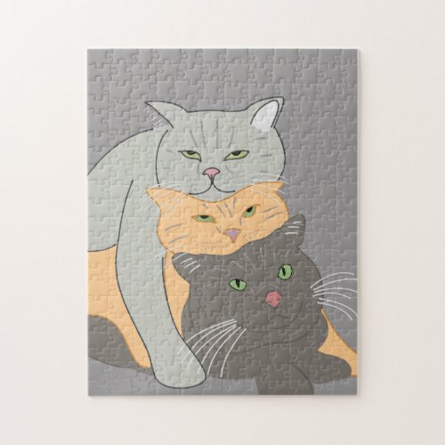 Stack of Cats Cute Illustration for Cat Lovers Jigsaw Puzzle