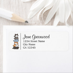 Stack Of cats Name And Address Label