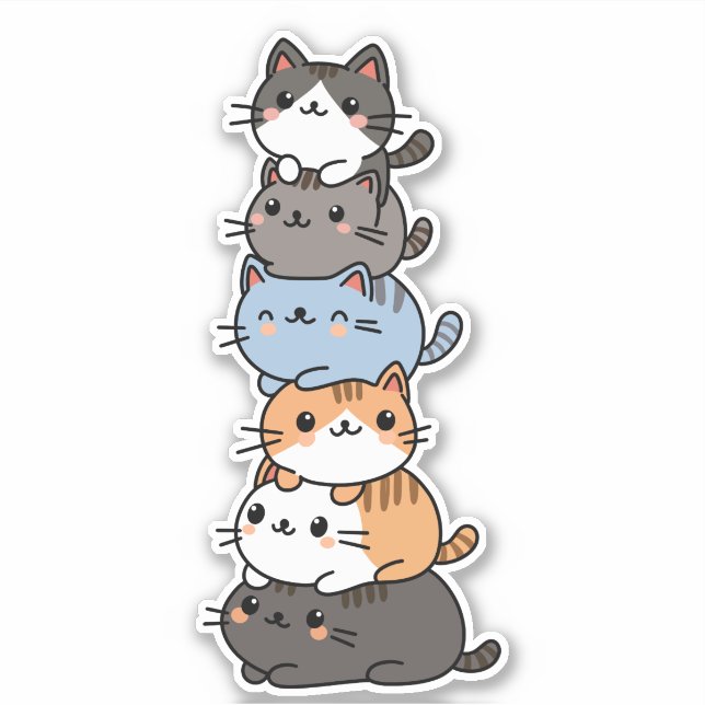 Stack Of Cats Sticker (Front)