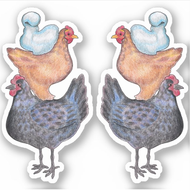 Stack of Chickens Sticker (Front)