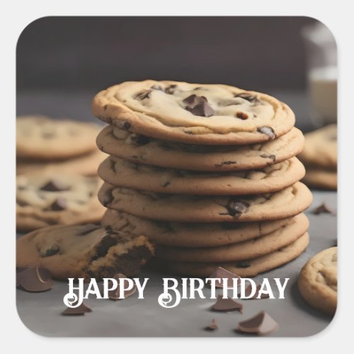 Stack of chocolate chip cookies square sticker