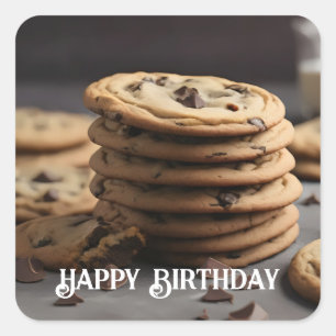 Stack of chocolate chip cookies square sticker