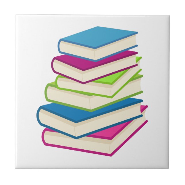 Stack Of Colorful Books Ceramic Tile (Front)
