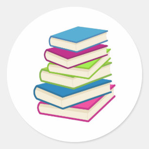 Stack Of Colorful Books Classic Round Sticker
