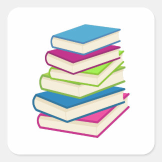 Stack Of Colorful Books Square Sticker