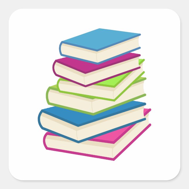 Stack Of Colorful Books Square Sticker (Front)