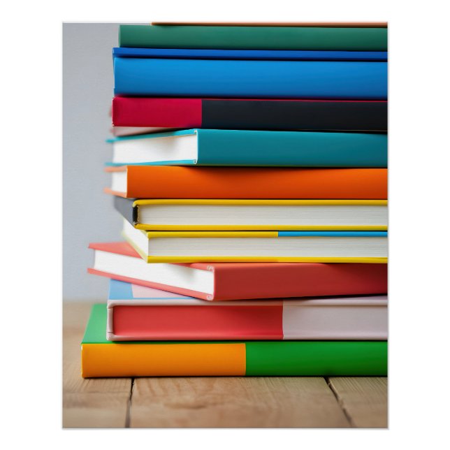 Stack of Colorful Textbooks  Poster (Front)