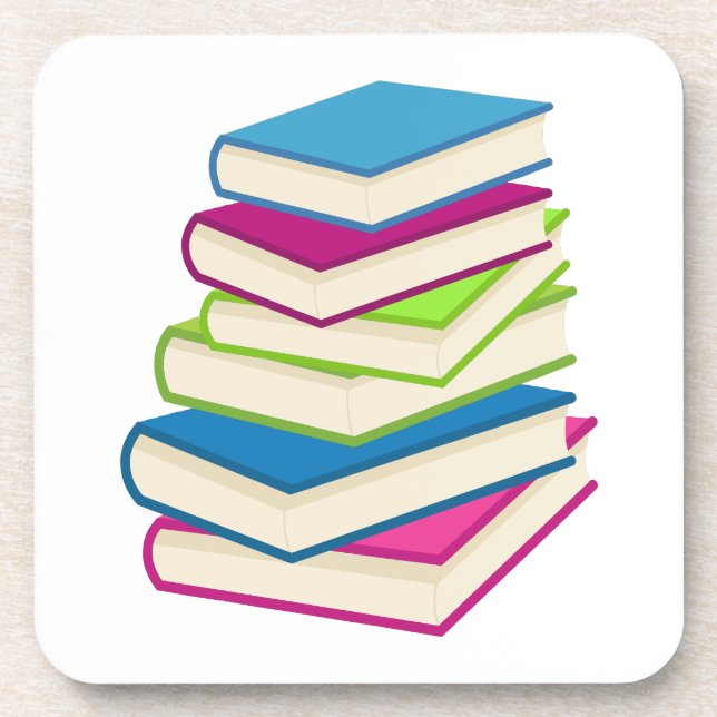 Stack Of Colourful Books Beverage Coaster (Front)