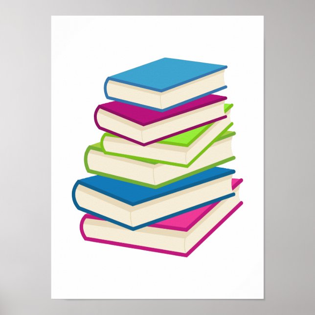 Stack Of Colourful Books Poster (Front)