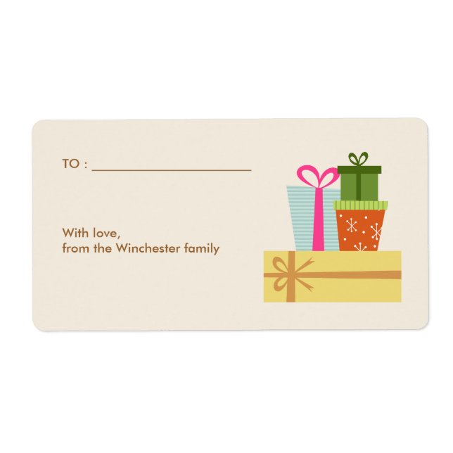 Stack of Gift Boxes Holiday Label (Front)