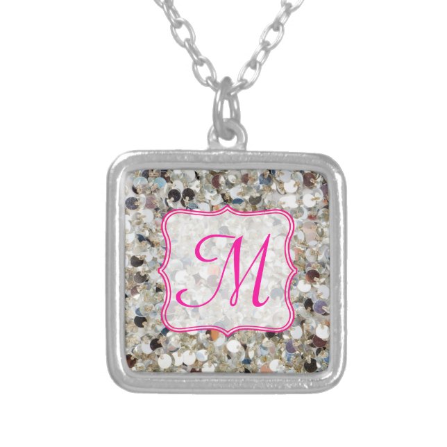 Stack of Glitter Monogram Necklace (Front)