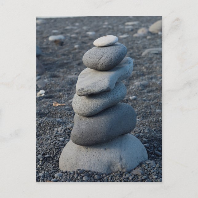 Stack Of Gray Rocks On Beach Postcard (Front)
