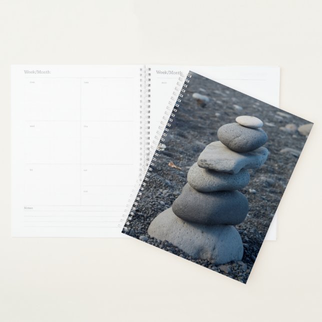 Stack Of Grey Rocks On Beach Planner (Display)