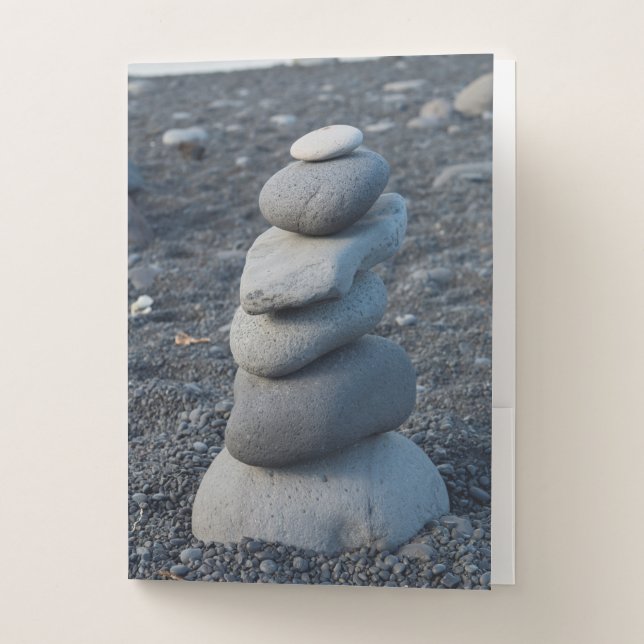 Stack Of Grey Rocks On Beach Pocket Folder (Front)