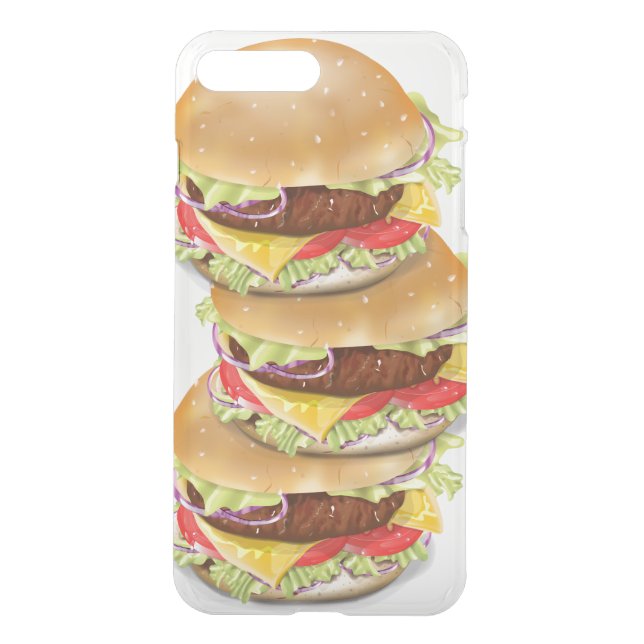 Stack of hamburgers or cheeseburgers uncommon iPhone case (Back)