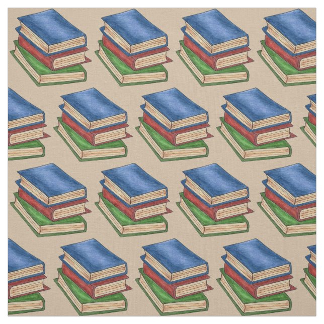 Stack of Library Books Reading Teacher Librarian Fabric (Swatch)