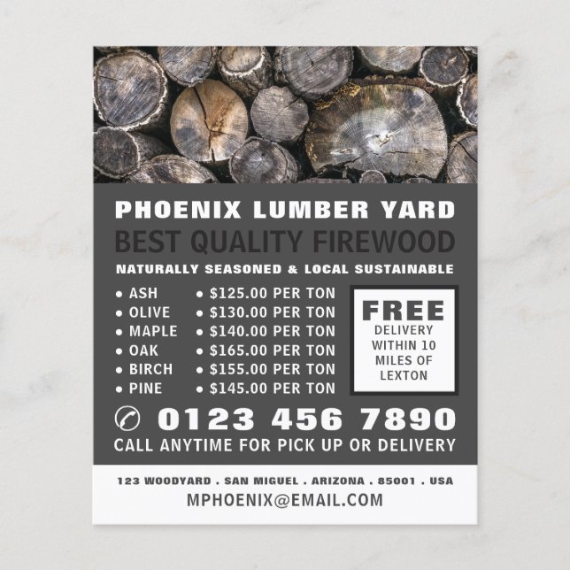 Stack of Logs, Lumber/Timber/Wood Yard Advertising Flyer (Front)