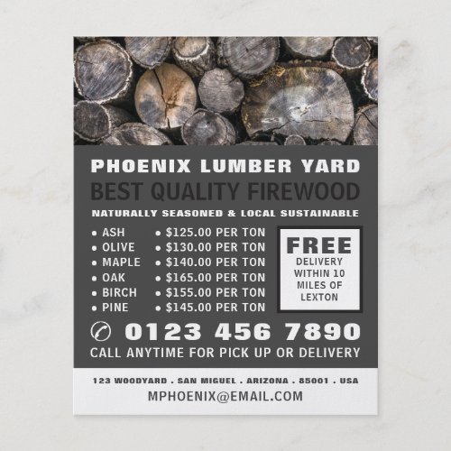 Stack of Logs LumberTimberWood Yard Advertising Flyer
