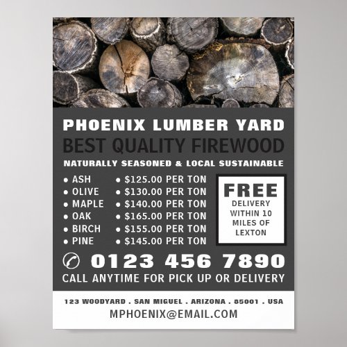 Stack of Logs LumberTimberWood Yard Advertising Poster