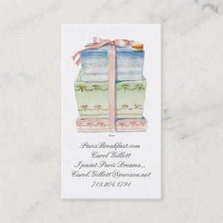 Stack of macaron boxes business card