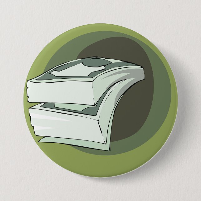 Stack of Money Cash Green Backs Button (Front)