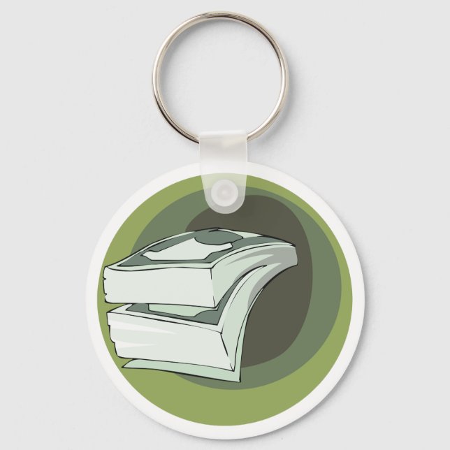 Stack of Money Cash Green Backs Keychain (Front)